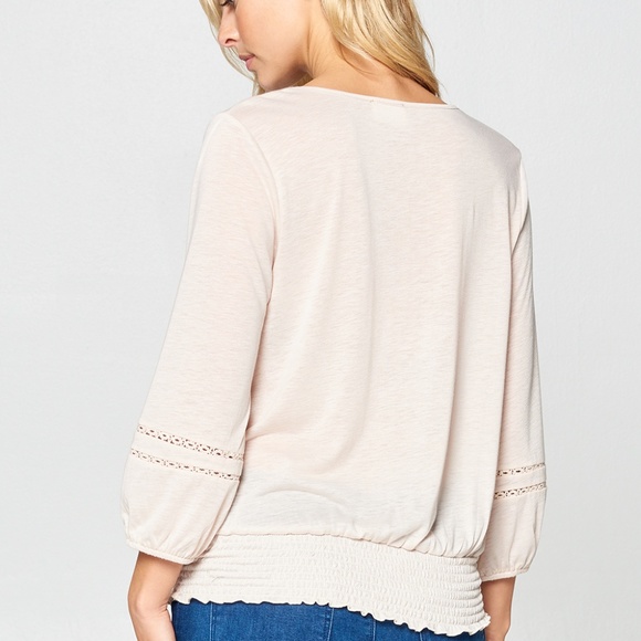 3/4 Sleeve Crochet Knit Top - Picture 3 of 5